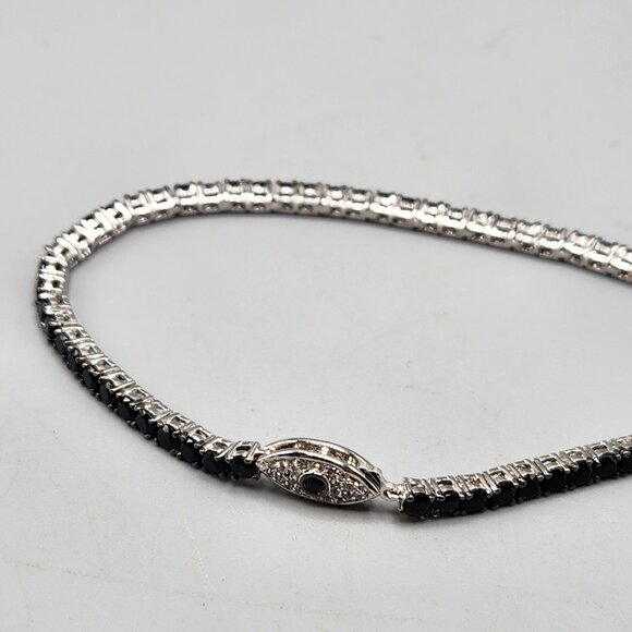 Black Tennis Bracelet with Evil Eye JS 925 - Picture 2 of 9